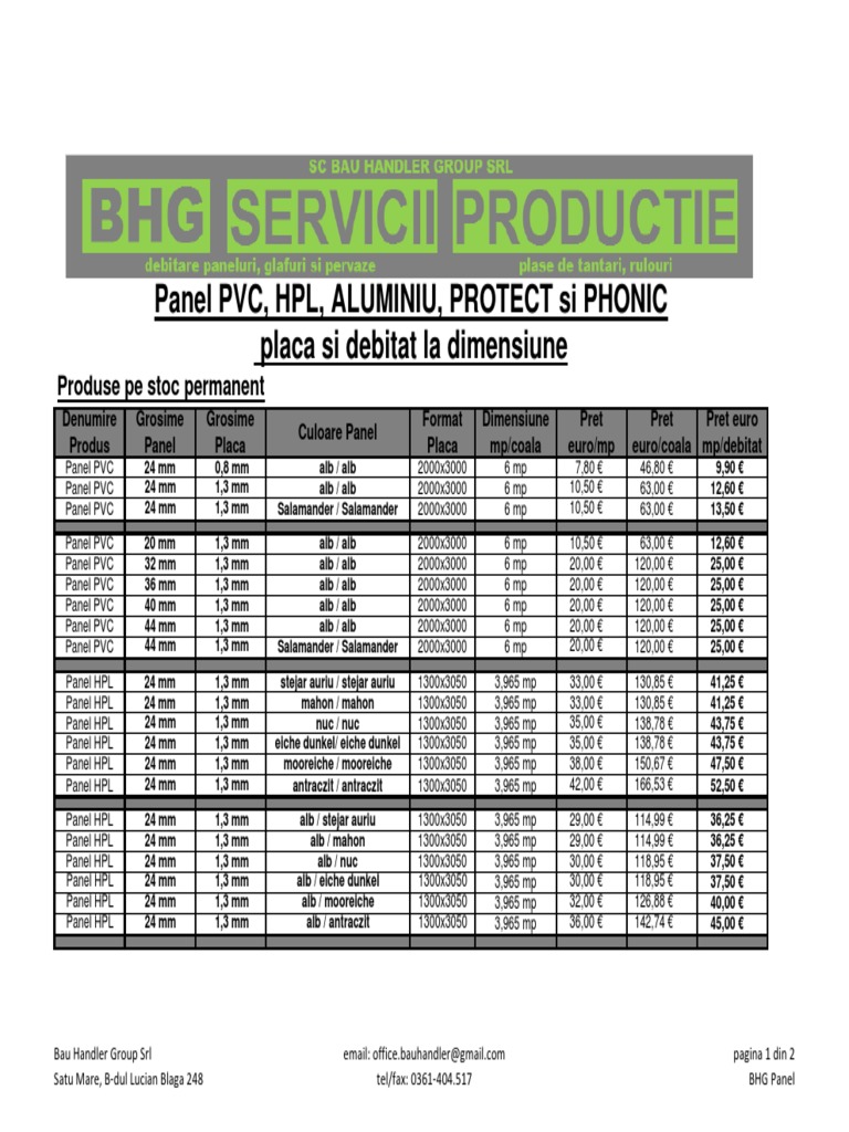 PVC & HPL Panels Price List | PDF | Home & Garden