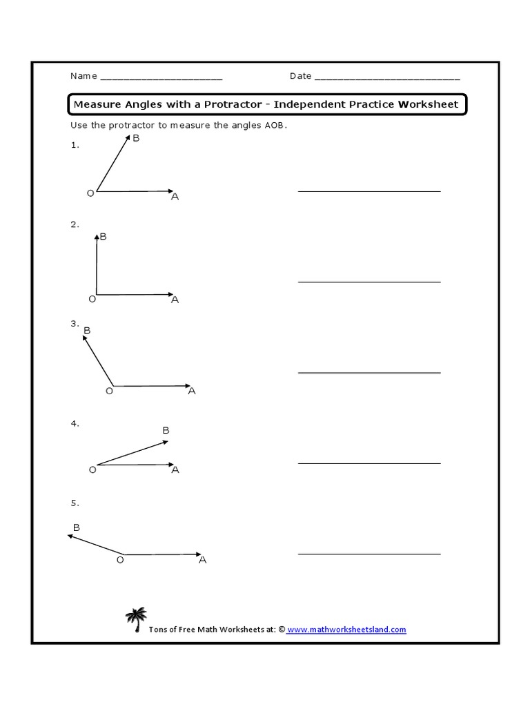 Measure Angles With A Protractor - Independent Practice Worksheet | PDF for Free Printable Measuring Angles Worksheets