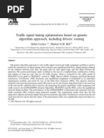 Traffic signal timing optimisation based on genetic algorithm approach, including drivers routing