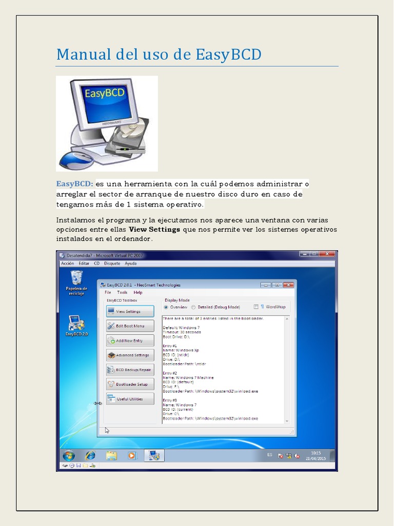 Guía de uso de EasyBCD para arranque | PDF | Informática