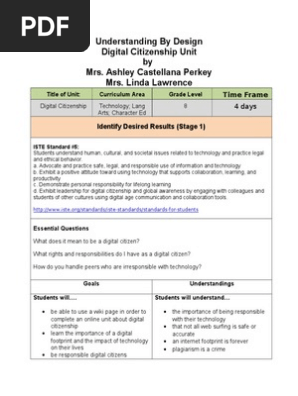 Understanding by Design Digital Citizenship