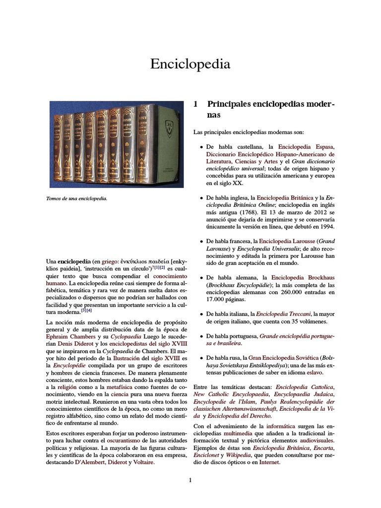 Historia y características de enciclopedias | PDF | Enciclopedias