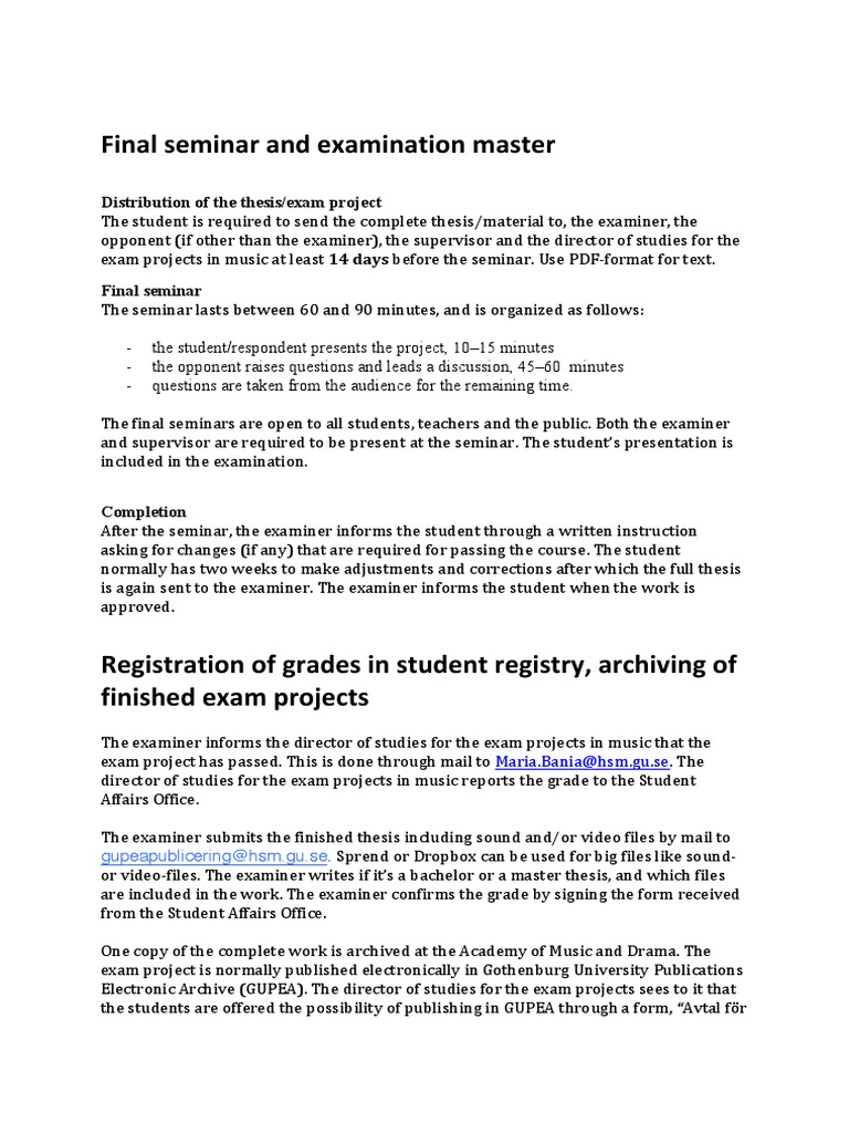 Final Seminar and Thesis Submission Guide | PDF | Thesis | Seminar