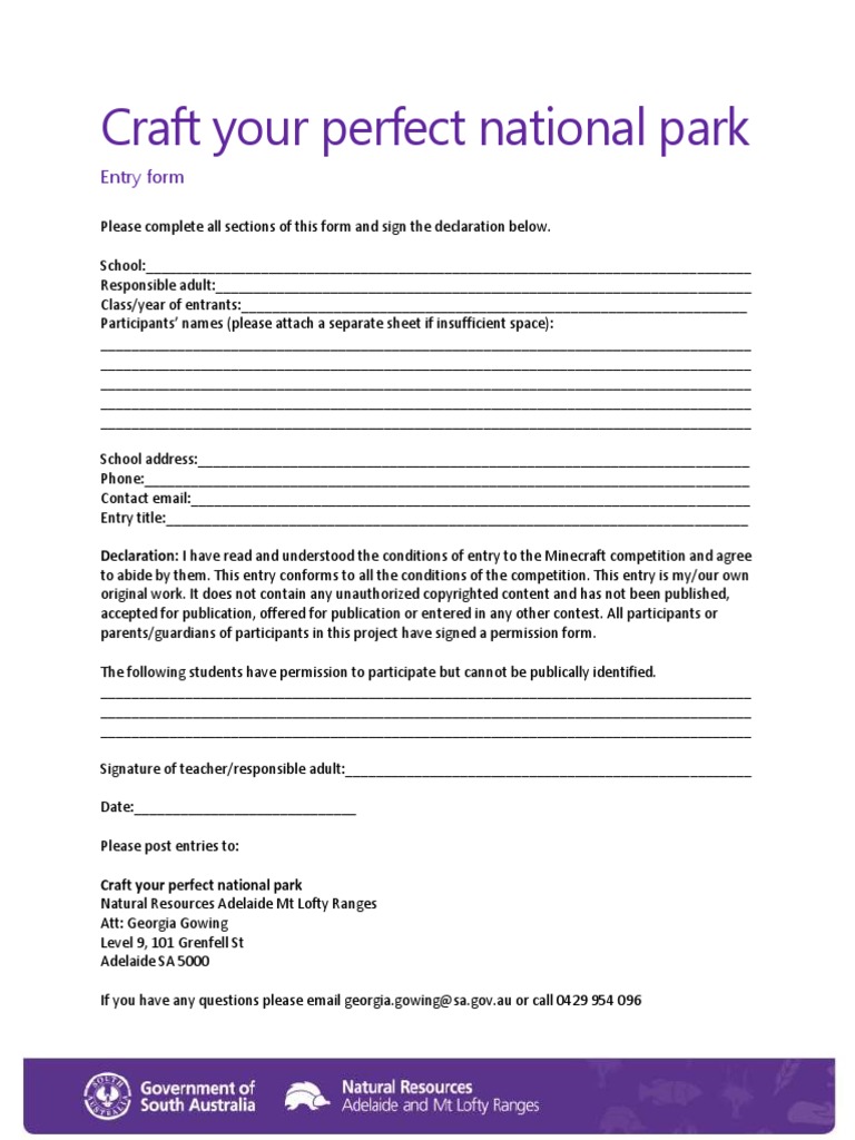 Education Minecraft Entry Form June July 2015 | PDF