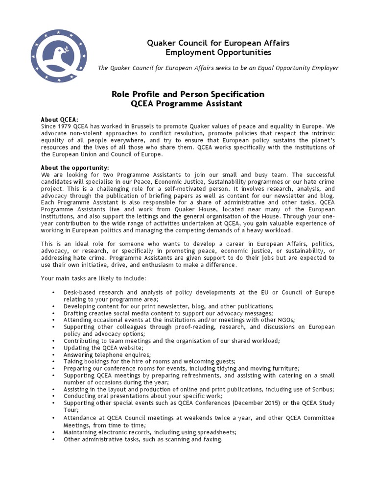 Job Description PA 2015 PDF Overtime European Union