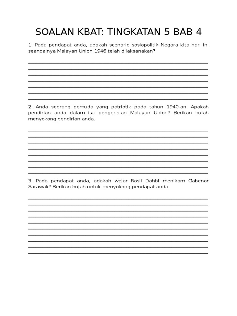 Soalan Kbat Bab 4 t5 | PDF | Politik