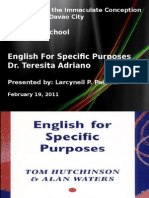 English For Specific Purposes Dr. Teresita Adriano: Graduate School