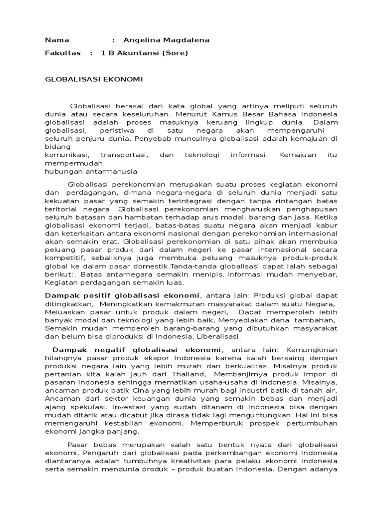 Contoh Essay Tentang Ekonomi - Homecare24