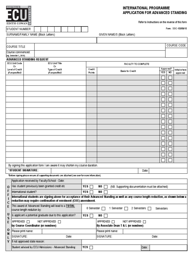 Advanced Standing Application Form | PDF | Accountant | Certification
