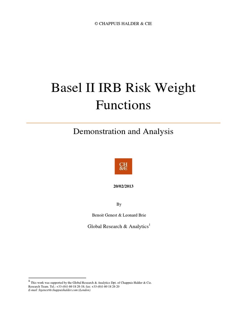 Basel II Risk Weight Functions PDF Basel Ii Risk
