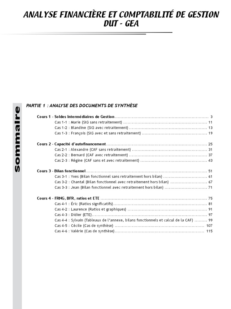 Exercice Sig Et Caf Avec Corrigé Pdf Analyse Financière Et Comptabilité de Gestion | PDF | Bilan comptable |  Dépréciation
