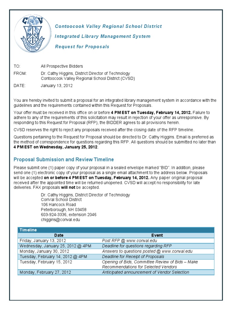 Library System RFP | PDF | Request For Proposal | Hyperlink