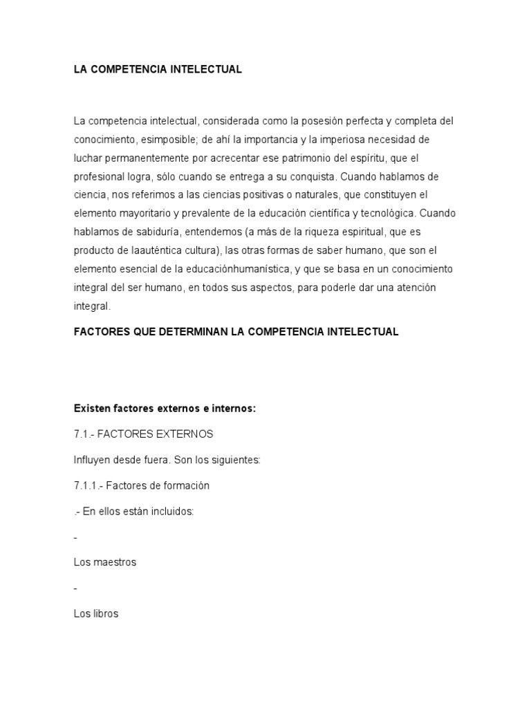 Factores de Competencia Intelectual y Humanística | PDF | Humanidades ...