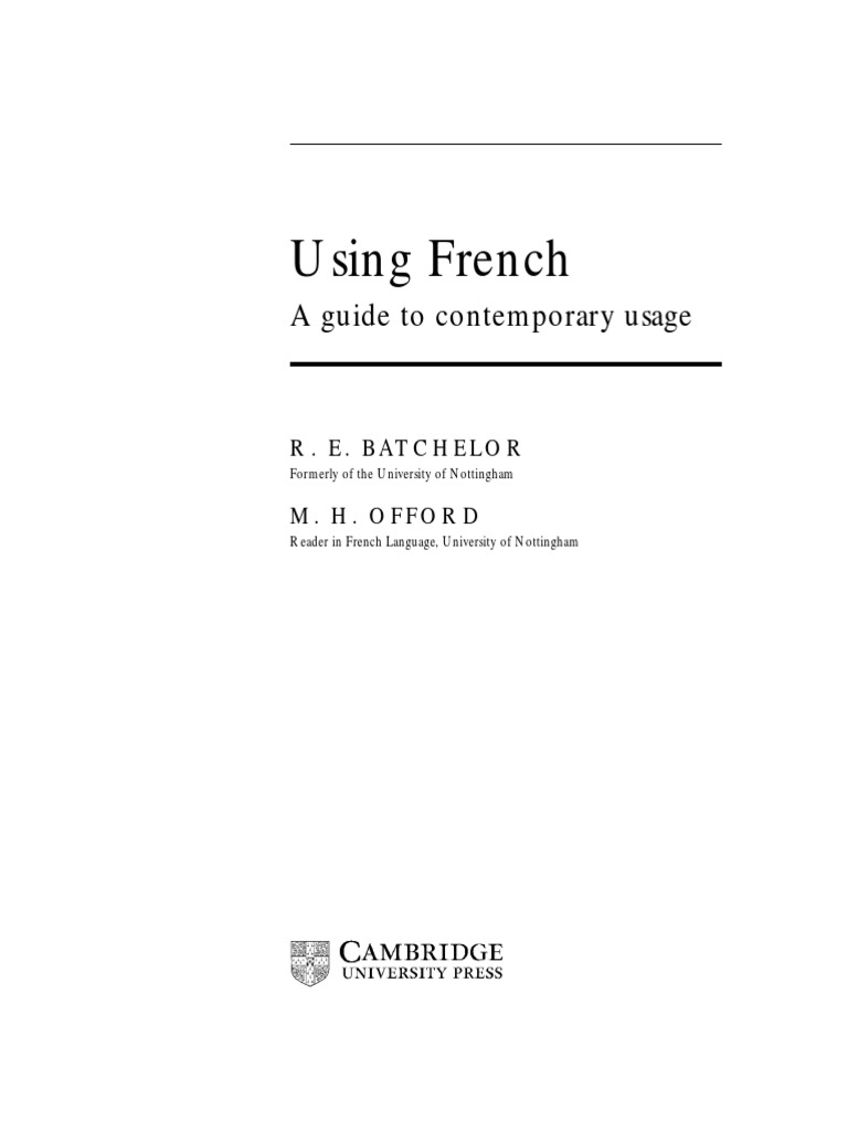 Using French Synonyms Using French Synonyms PDF Verb Human