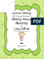 Lucy Calkins Session Opinion Writing Lesson Planfor Grade