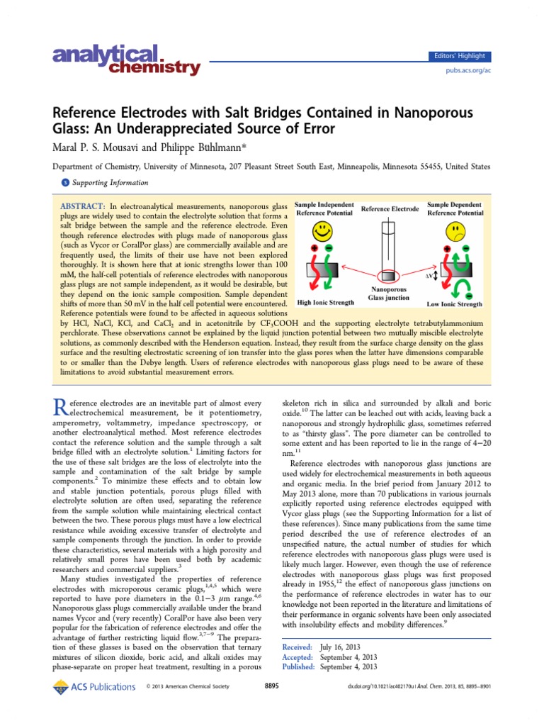 Reference Electrodes With Salt Bridges Contained in Nanoporous | PDF ...