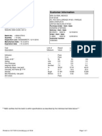 Nissan OEM Coating Certificate of Analysis