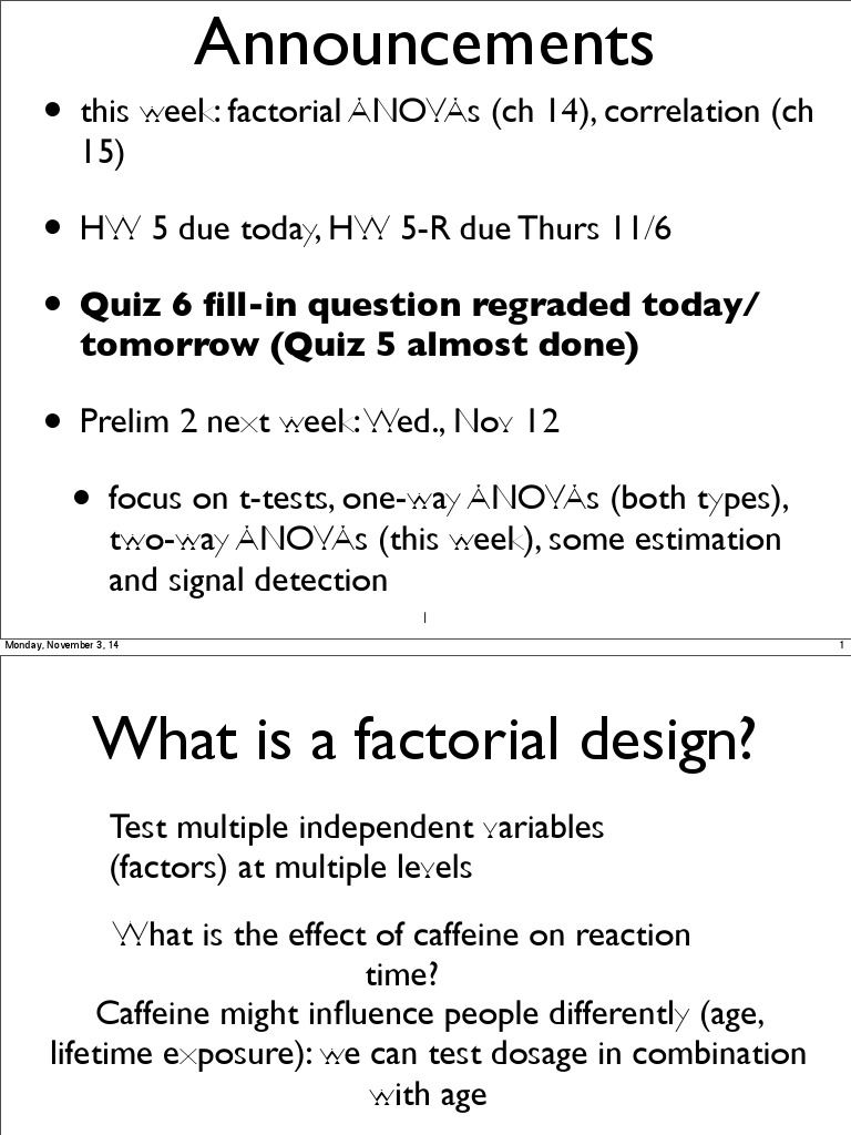 d28 11-3-14 Factorial ANOVA 1 | PDF | F Test | Analysis Of Variance