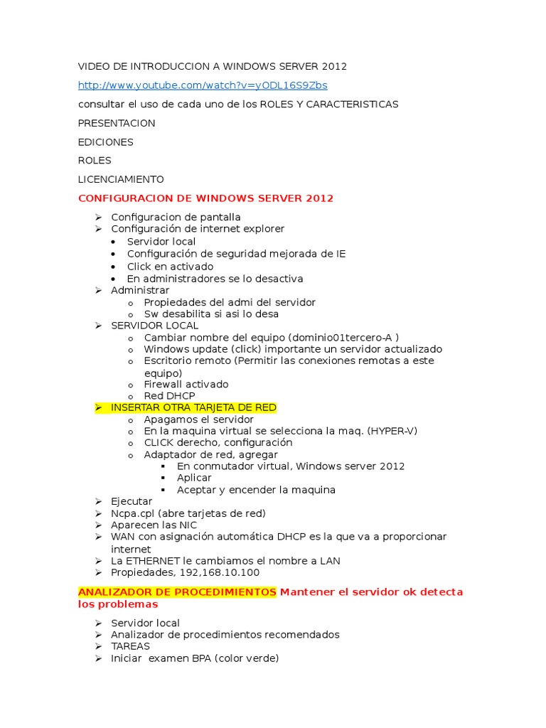 Configuración de Windows Server 2012 | PDF | Directorio Activo ...