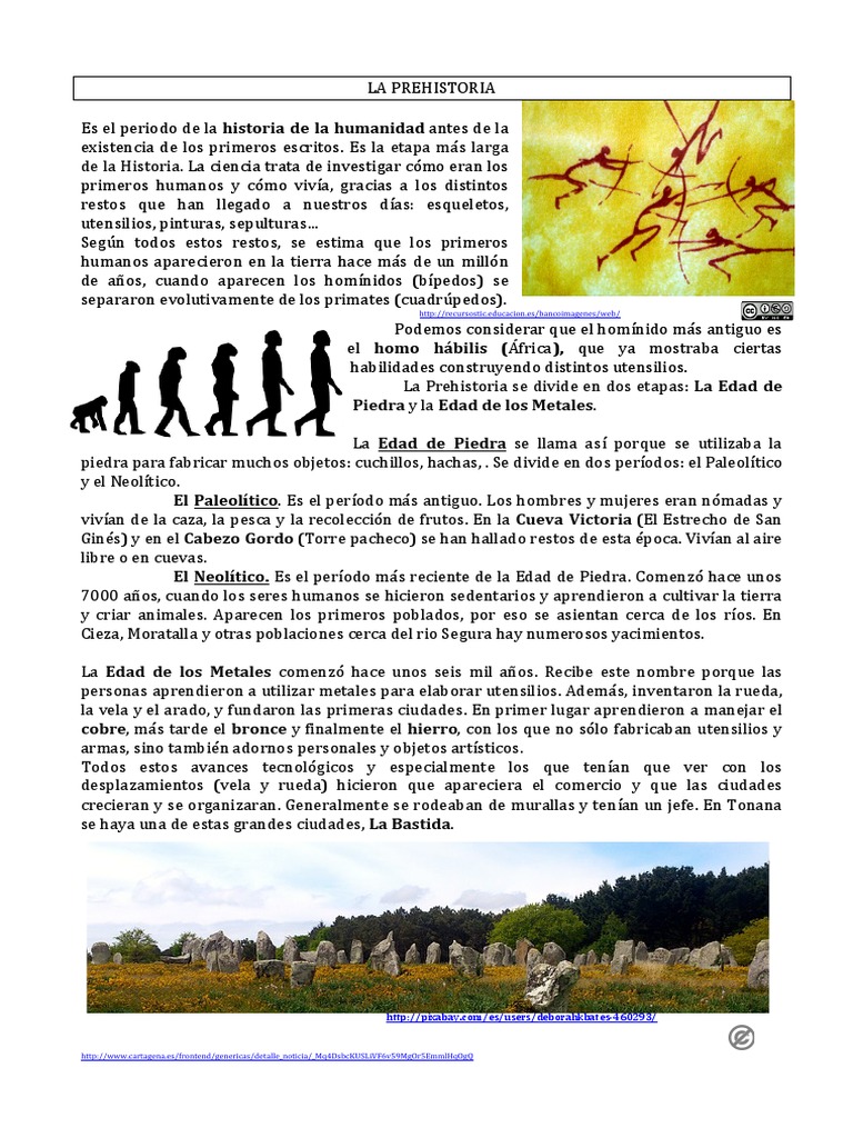 Ficha De La Prehistoria Ficha. La Prehistoria | PDF | Neolítico | Paleolítico