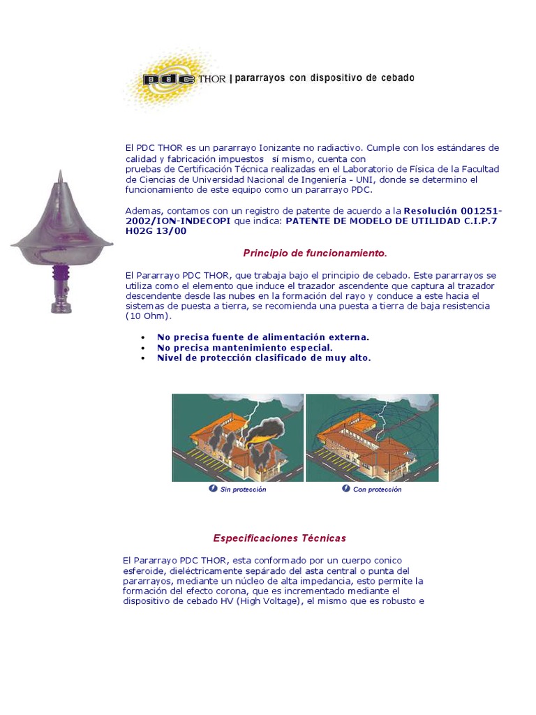 Pararrayo PDC THOR: Protección Avanzada | PDF | Electromagnetismo ...