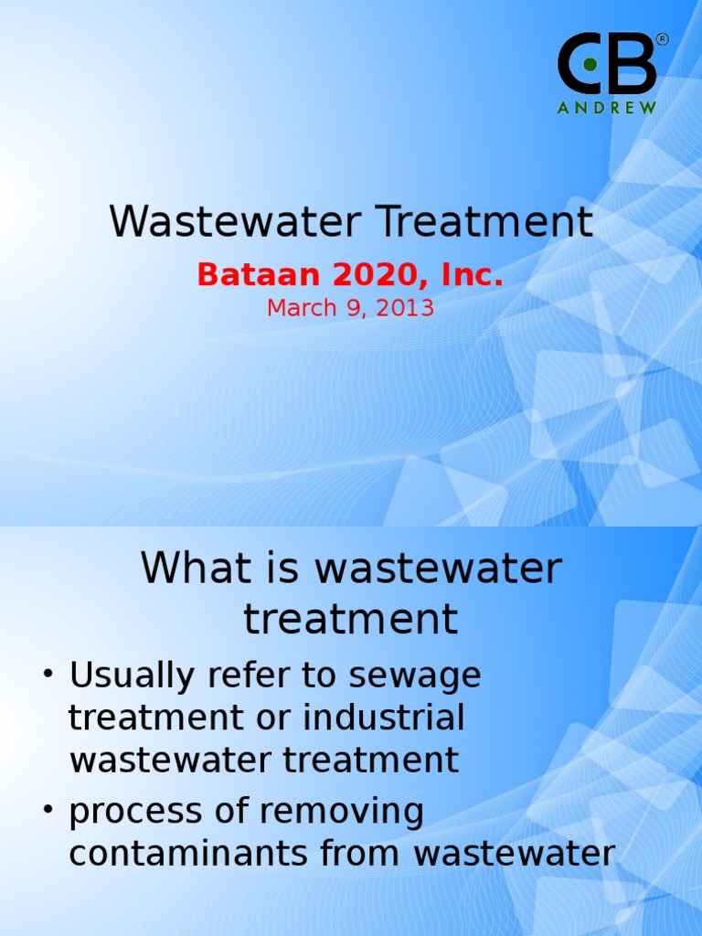 Waste Water Treatment Presentation | PDF | Sewage Treatment | Hydraulic ...