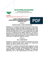 BASES COMPLEMENTARIAS 2015 Liga Distrital de Fútbol de San Isidro
