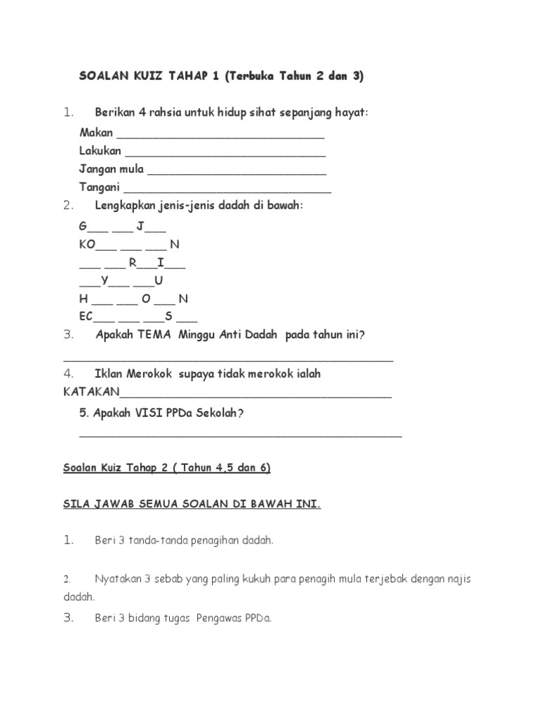 Soalan Kuiz Tahap 1  PDF