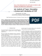 Thermodynamic Analysis of Vapor Absorption Refrigeration System and Calculation of COP