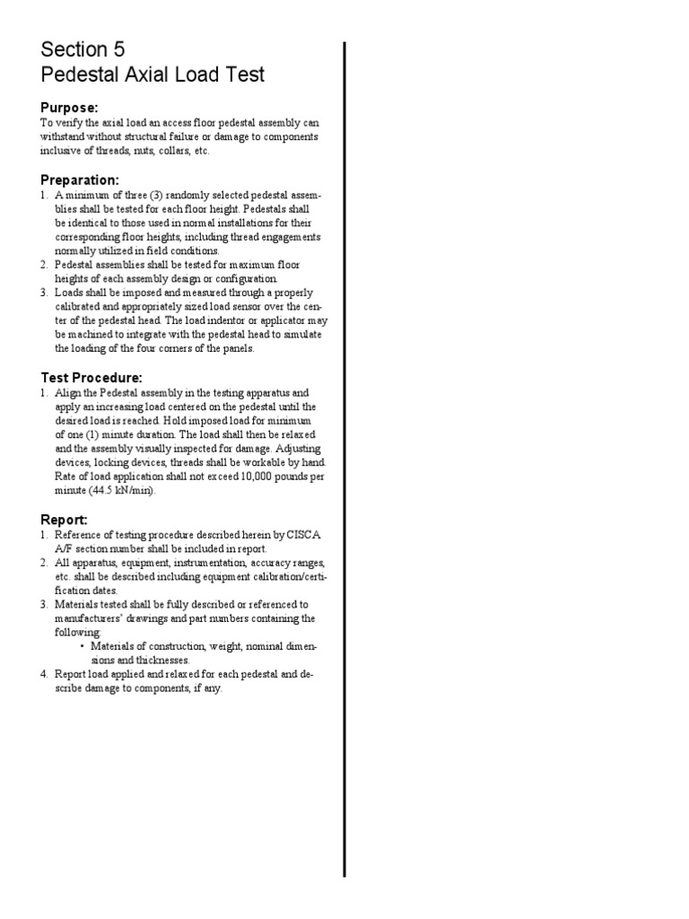 Pedestal Axial Load Testing Procedure | PDF | Computers | Technology ...