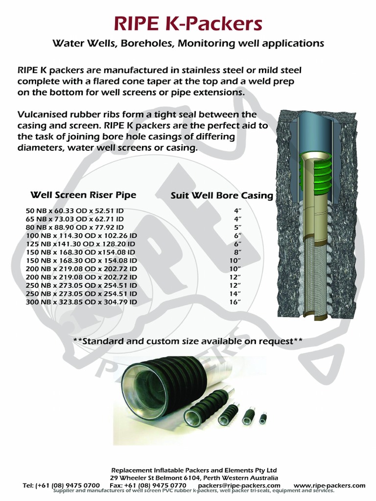 KPackers Water Wells, Boreholes, Monitoring Well Applications PDF