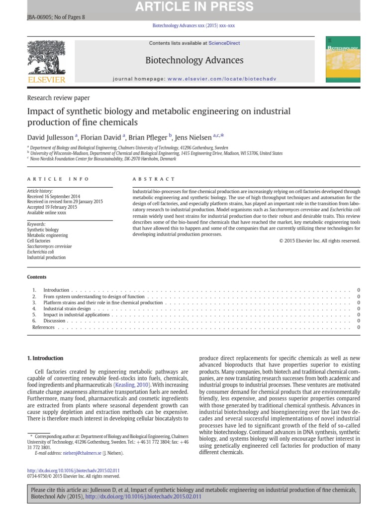 Synthetic Biology and Metabolic Engineering | PDF | Metabolism | Gene