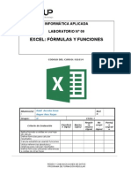 Lab 09 - Excel - Fórmulas y Funciones
