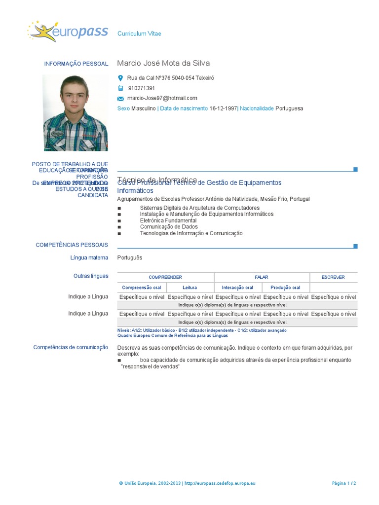 Cv Template Portugal Comunicacao