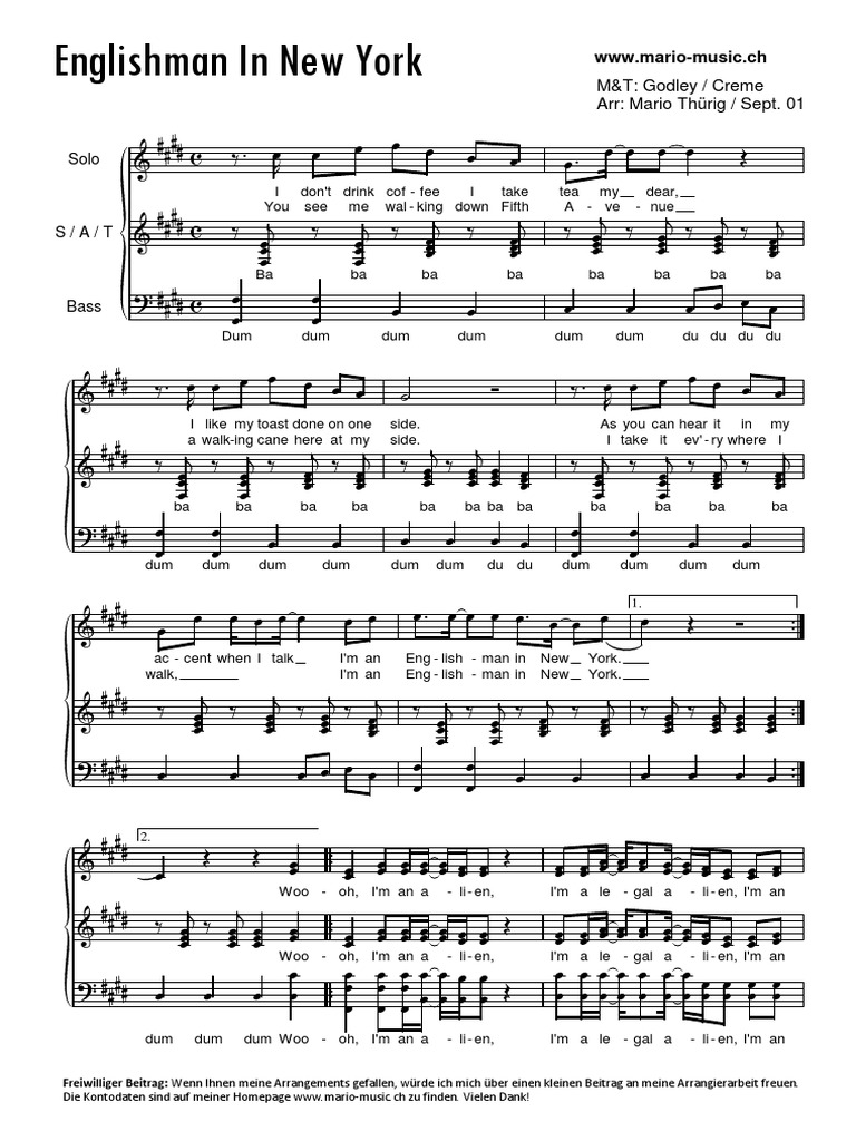 Englishman In New York Lyrics Deutsch