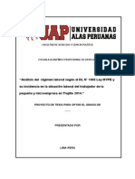 ProAnálisis Del Régimen Laboral Según El DL #1086 Ley MYPE y Su Incidencia en La Situación Laboral Del Trabajador de La Pequeña y Microempresa en Trujillo 2014