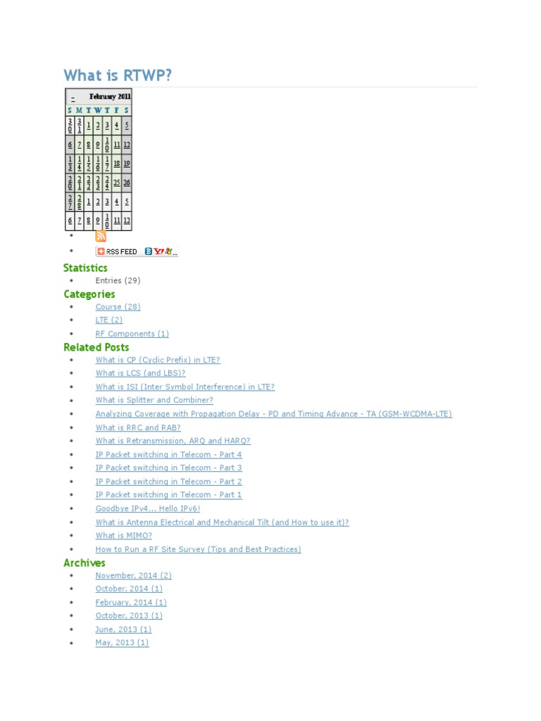 What Is RTWP?: Statistics Categories | PDF