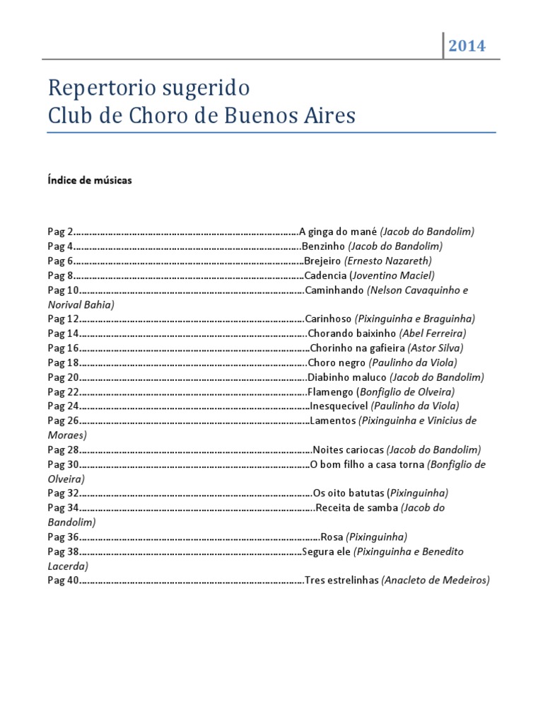 Choro - Songbook | PDF | Latin American Music | South American Music