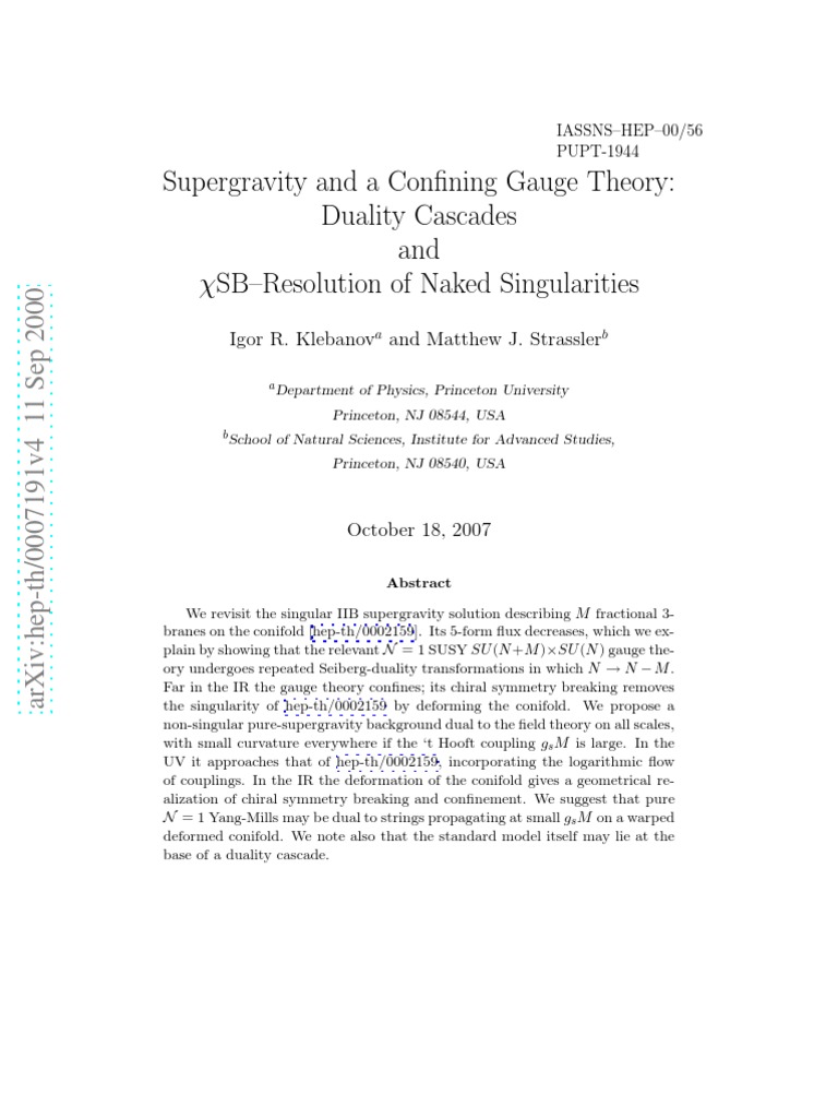Supergravity and Gauge Theory Duality | PDF