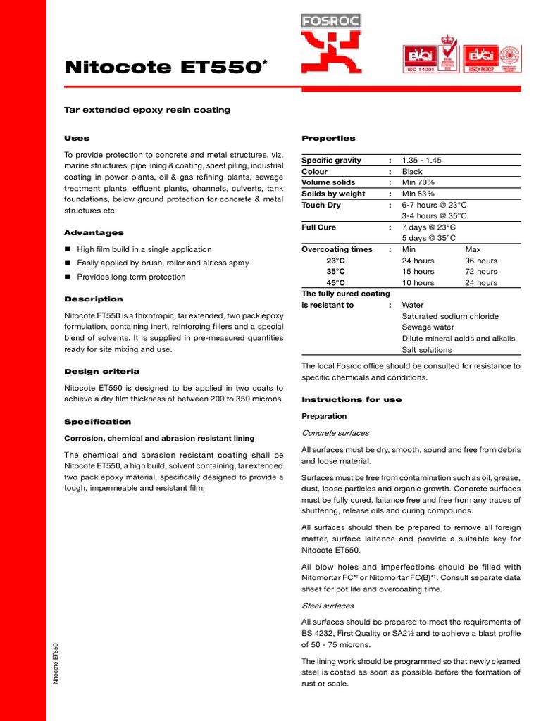 Nitocote Et550 PDF Epoxy United Arab Emirates