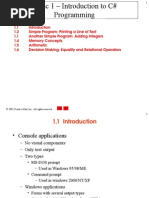 Topic 1 - Introduction To C# Programming