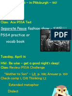 Separate Peace Fashion Show - SWELL! PSSA Practice or Vocab Book