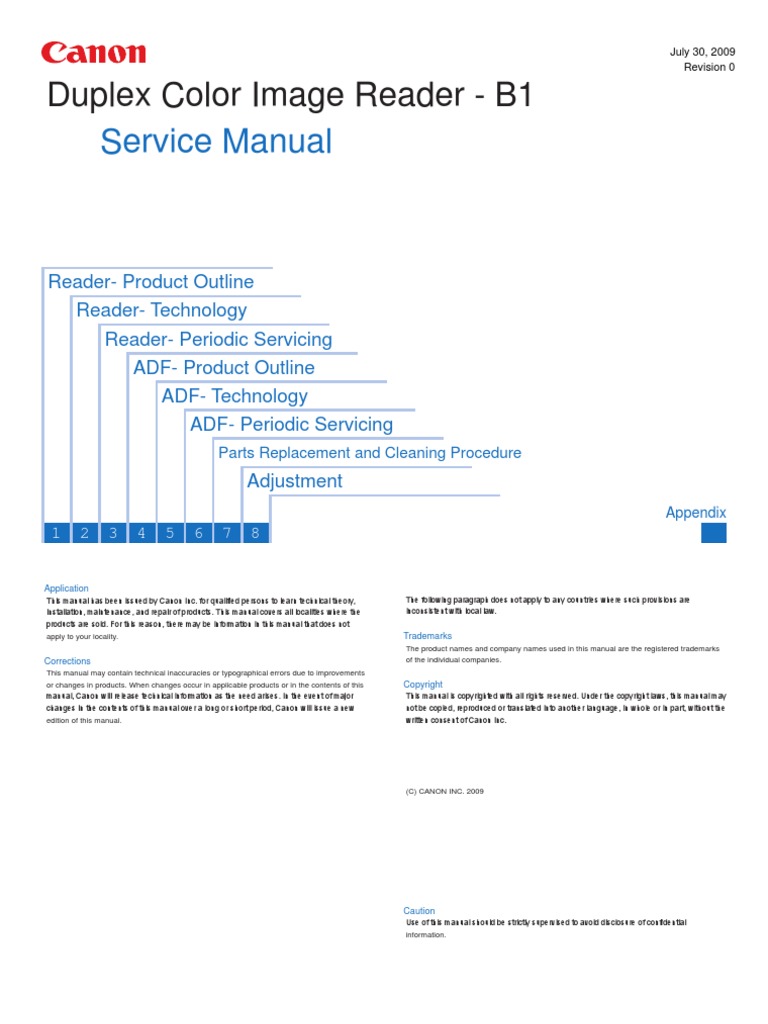 Duplex Color Image Reader-B1 SM Rev0 073009 | Image Scanner | Electrical  Connector