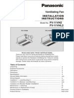 Panasonic FV11VHL2 Ventilating Fan Instructions