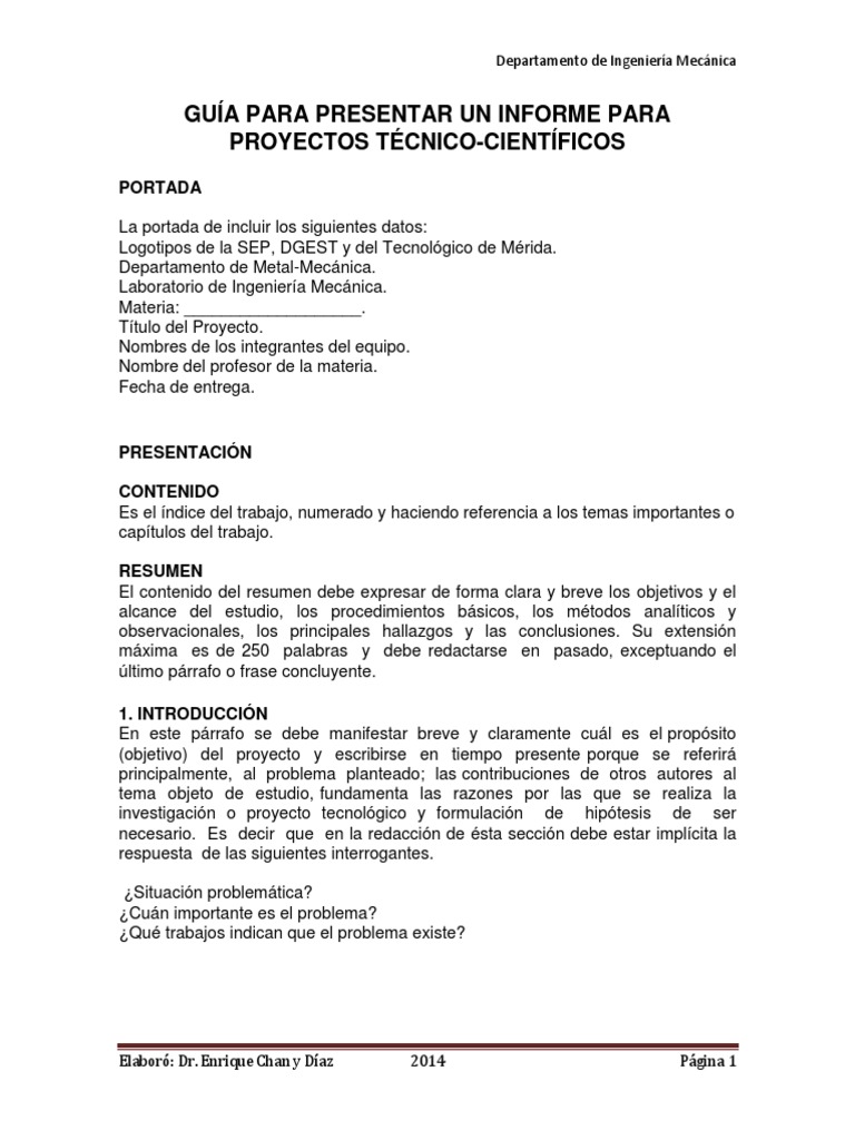Presentacion de Informe Tecnico Método científico Hipótesis