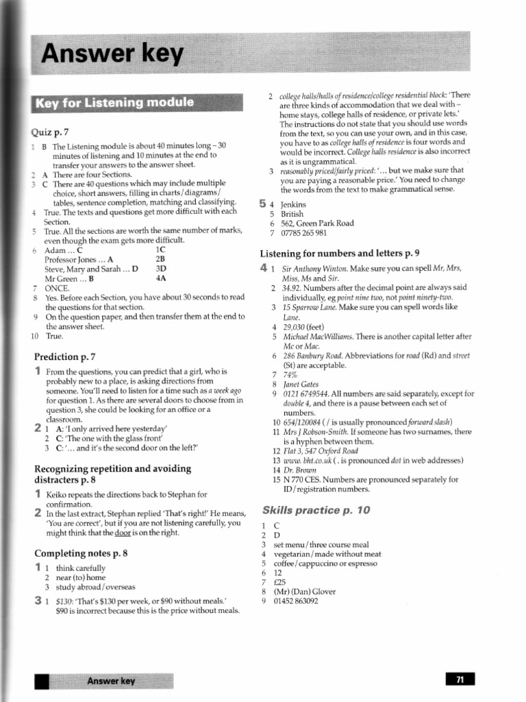 IELTS Foundation Study Skills Answer Key | PDF
