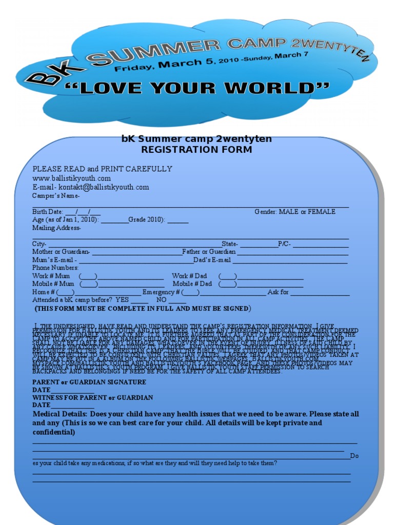 Camp Rego Form Pdf Legal Guardian Social Institutions