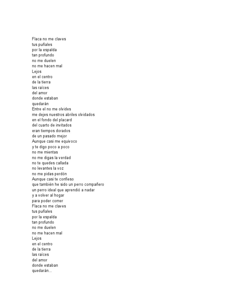 Flaca - Andrés Calamaro - Letra | PDF