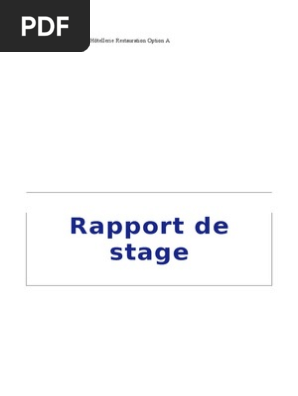 Rapport De Stage Comptabilite Pdf Hotellerie Facture
