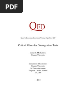 MacKinnon Critical Values for Cointegration Tests Qed Wp 1227